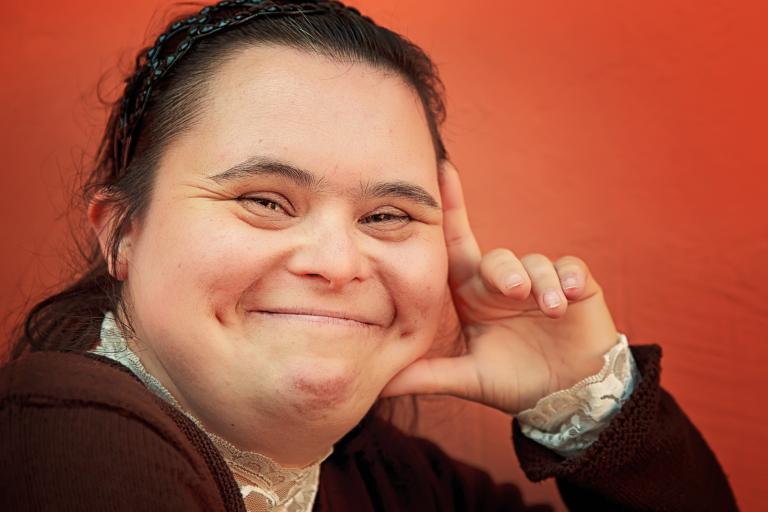 Woman with learning disabilities smiling